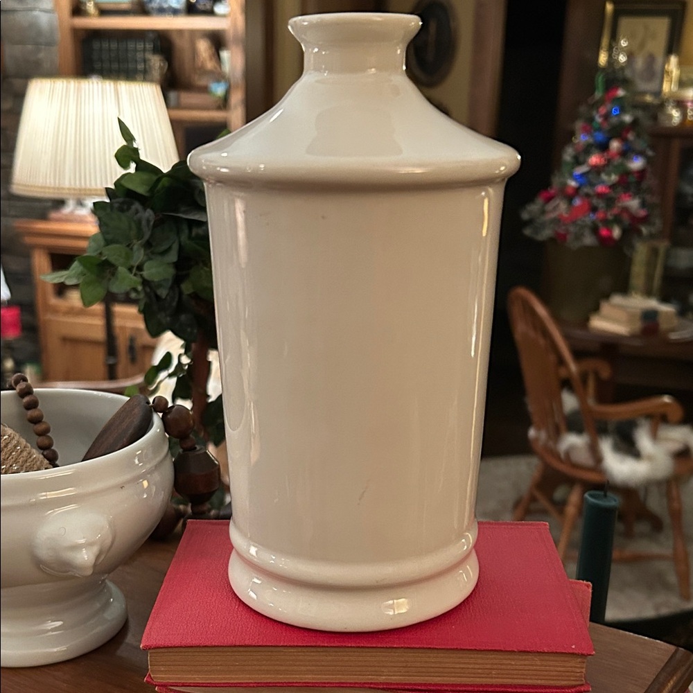 French Country Chunky Cream Ceramic Bud Vase